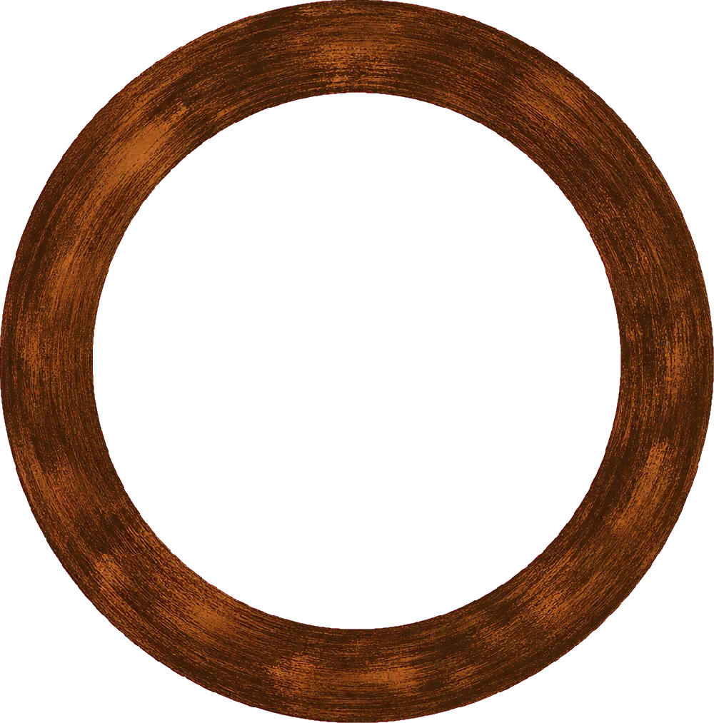 A single closed ring brushed in warm sepia ink